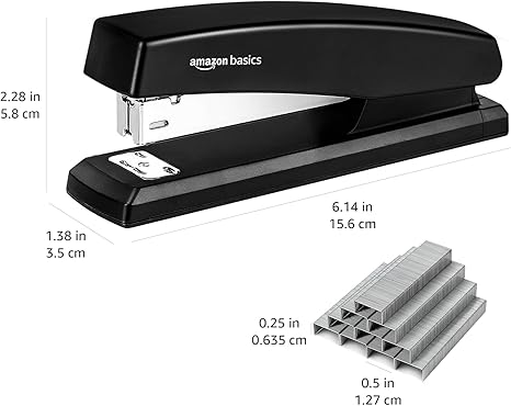 Amazon Basics Stapler with 1000 Staples, Office Stapler, 25 Sheet Capacity, Non-Slip, Black - Image 3