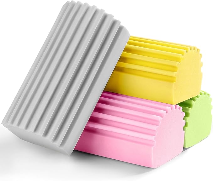 4-Pack Damp Clean Duster Sponge,Reusable Magic Dusting Sponge Brush for Cleaning Blinds, Glass,