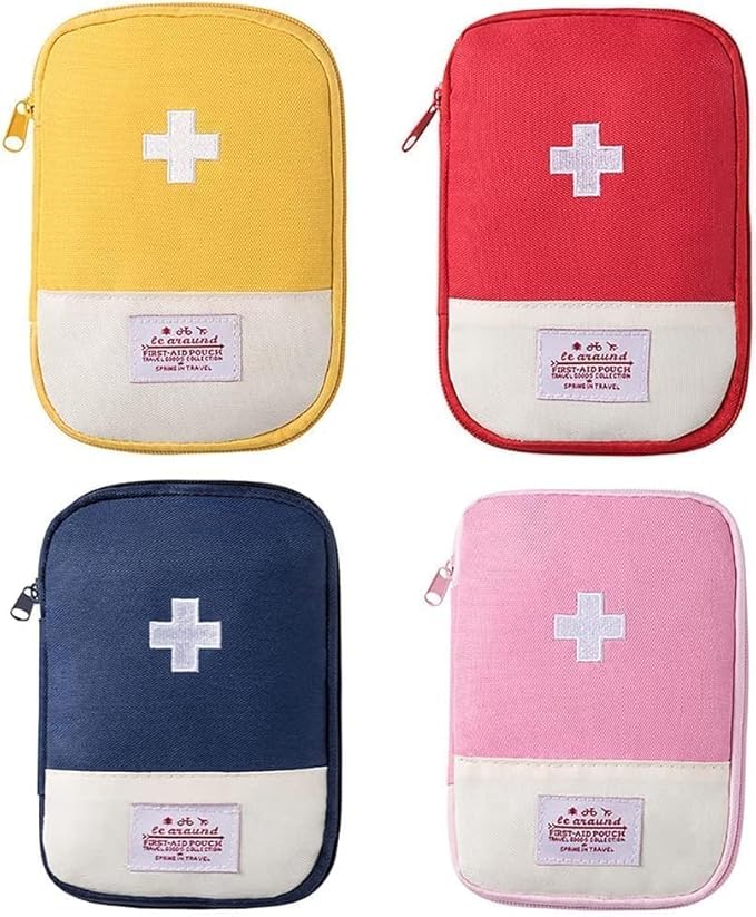 4 Pcs Travel First Aid Pouch,Empty Mini First Aid Pouch, Portable Outdoor First