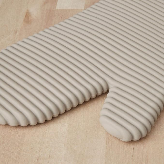 KitchenAid Ribbed Soft Silicone Oven Mitt Set, 7"x13", Milkshake 2 Count - Image 2